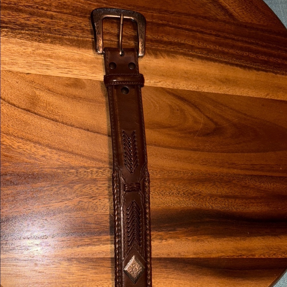 Wrangler Men's Brown Leather Belt 42/105 - Picture 8 of 9